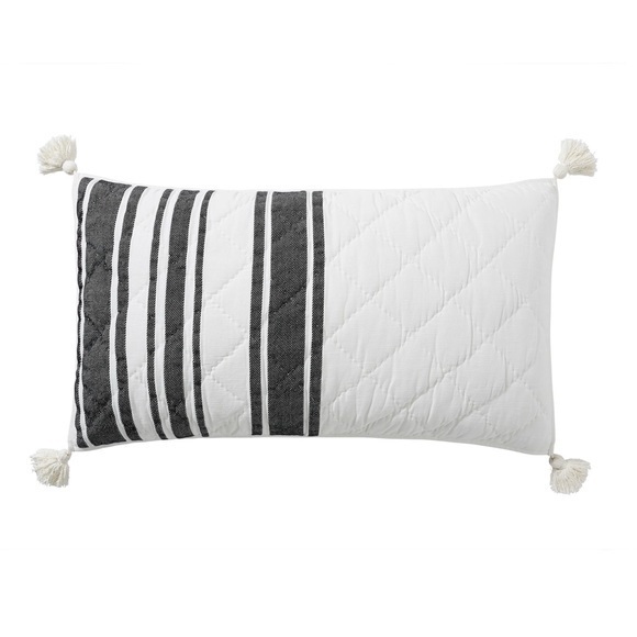 Pottery Barn Other - POTTERY BARN MESA TASSEL BLACK STRIPED SHAMS SET OF 2 KING